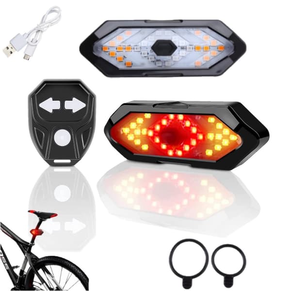 USB-uppladdningsbart cykelljus – Bakre blinkers med fjärrkontroll, 5 lägen USB-uppladdningsbart cykelljus – Bakre blinkers med fjärrkontroll, 5 lägen